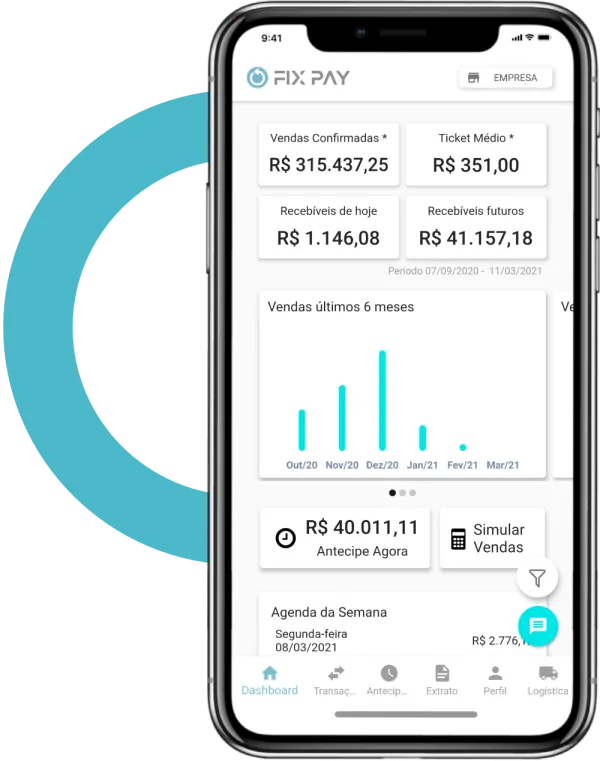 Aplicativo Fix Pay com vendas e recebíveis